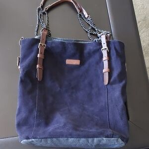Liebeskind Blue and Brown Tote Bag with Suede Finish